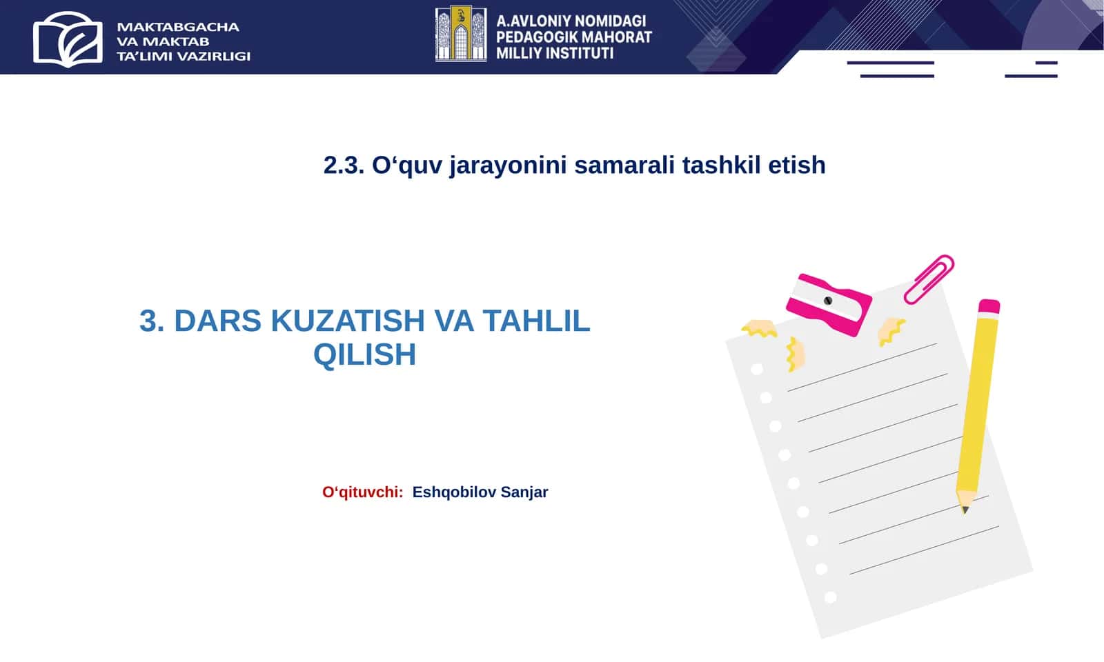 DARSKUZATISH VA TAHLILQILISH 1