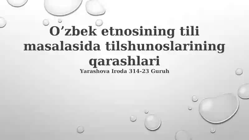 Oʻzbek etnosining tili masalasida tilshunoslarining qarashlari