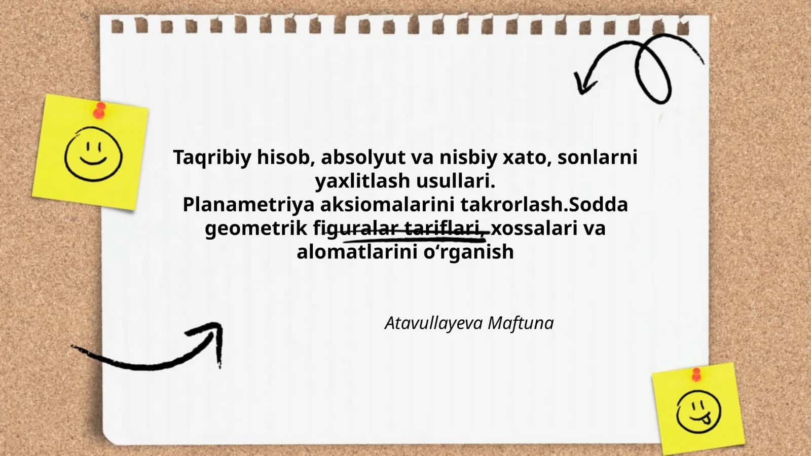 Planametriya aksiomalarini takrorlash 1