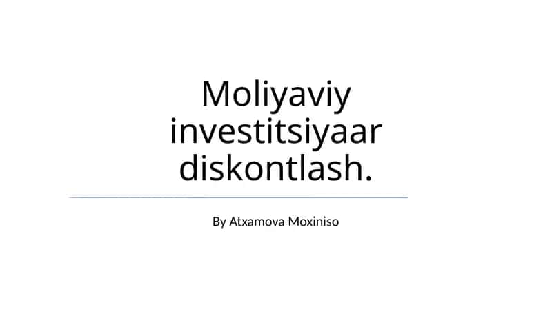 Mоliyaviy investitsiyaаr diskоntlаsh 1