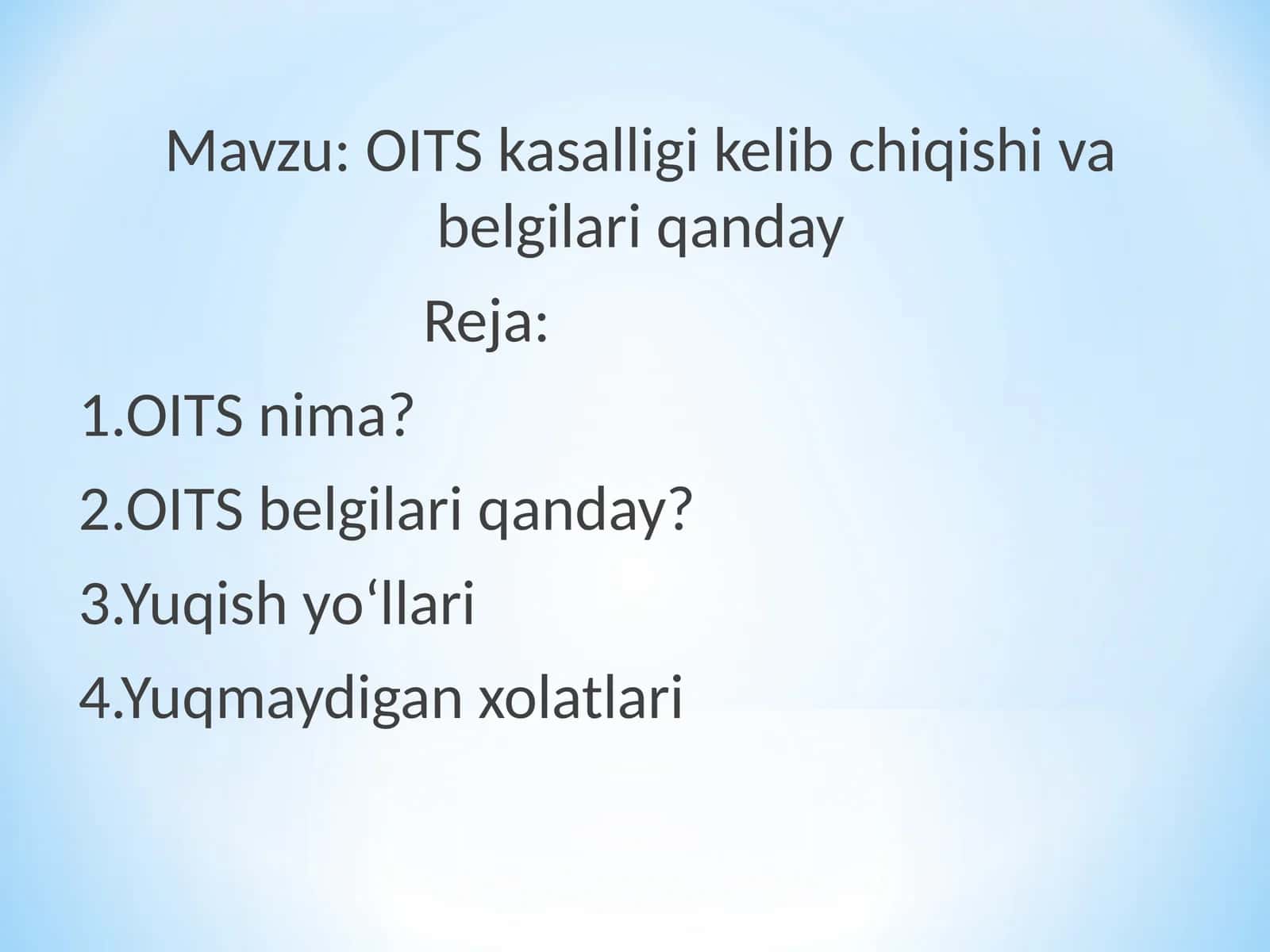 OITS kasalligi kelib chiqishi va belgilari qanday 1
