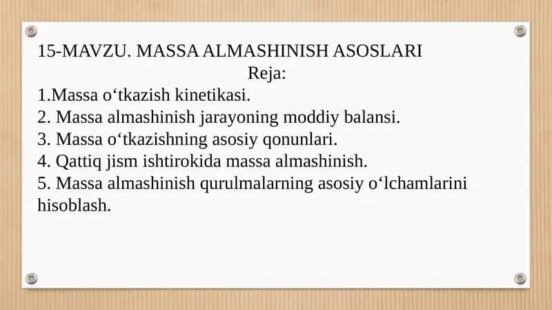 MASSA ALMASHINISH ASOSLARI 1