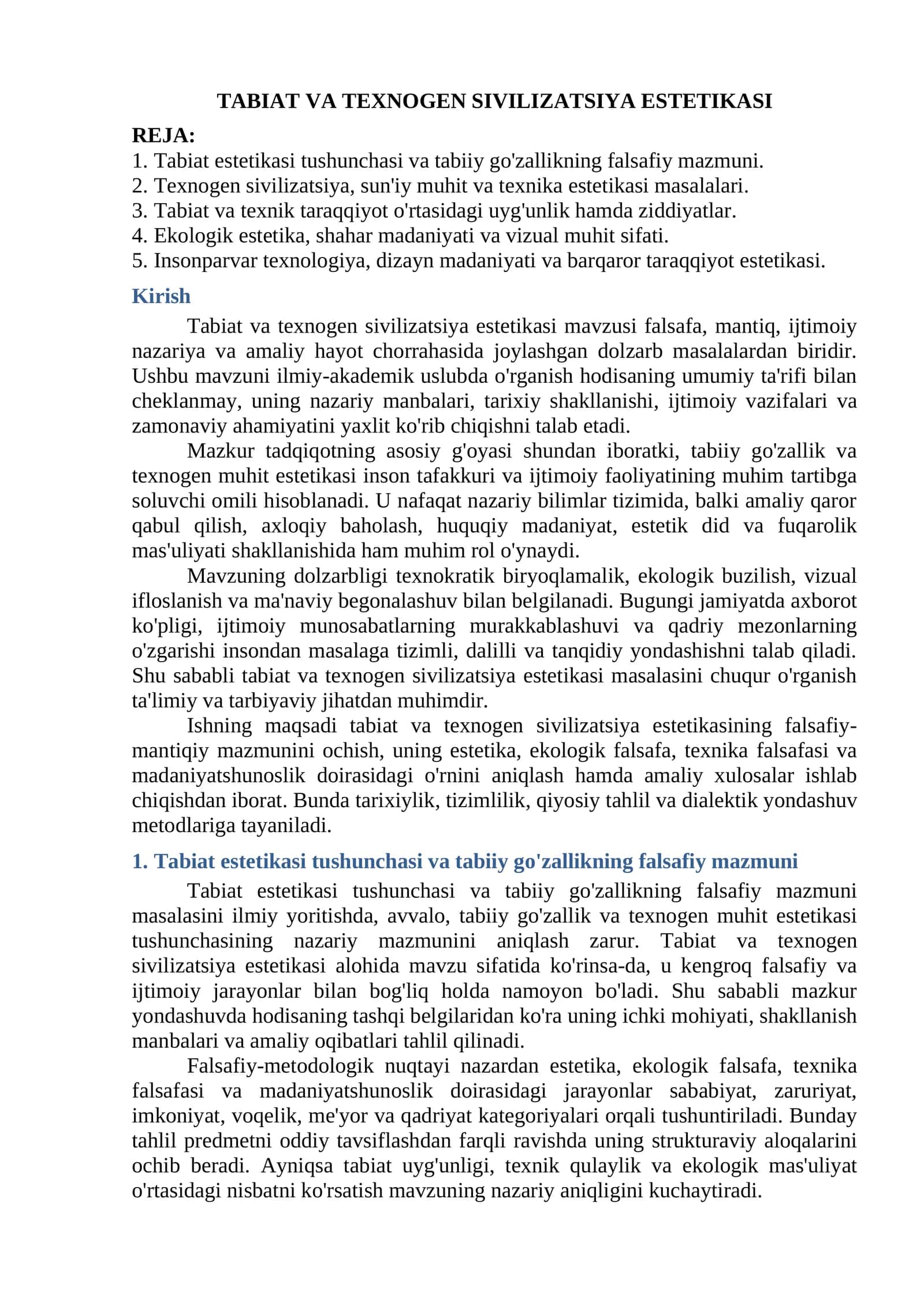 TABIAT VA TEXNOGEN SIVILIZATSIYA ESTETIKASI 1