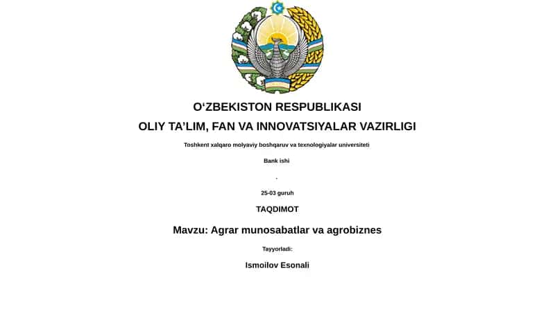 Agrar munosabatlar va agrobiznes 1