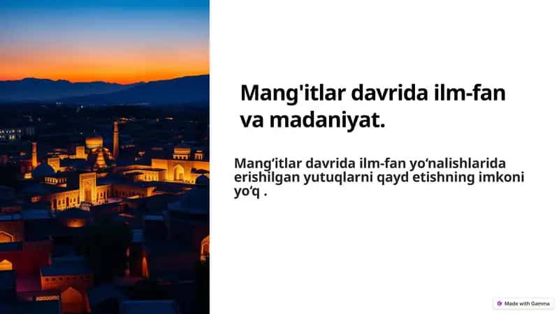 Mang'itlar davrida ilm-fan va madaniyat 1