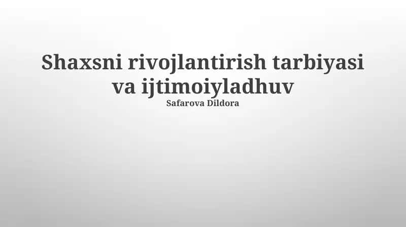 Ijtimoiy tarbiya 1
