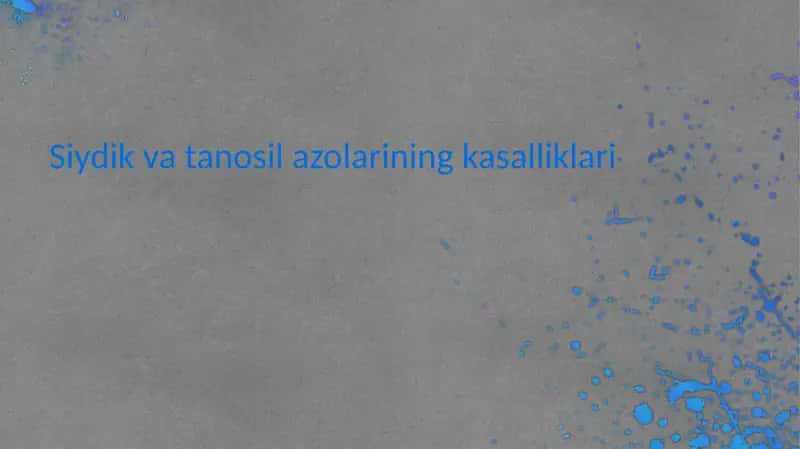 Siydik va tanosil azolarining kasalliklari 1