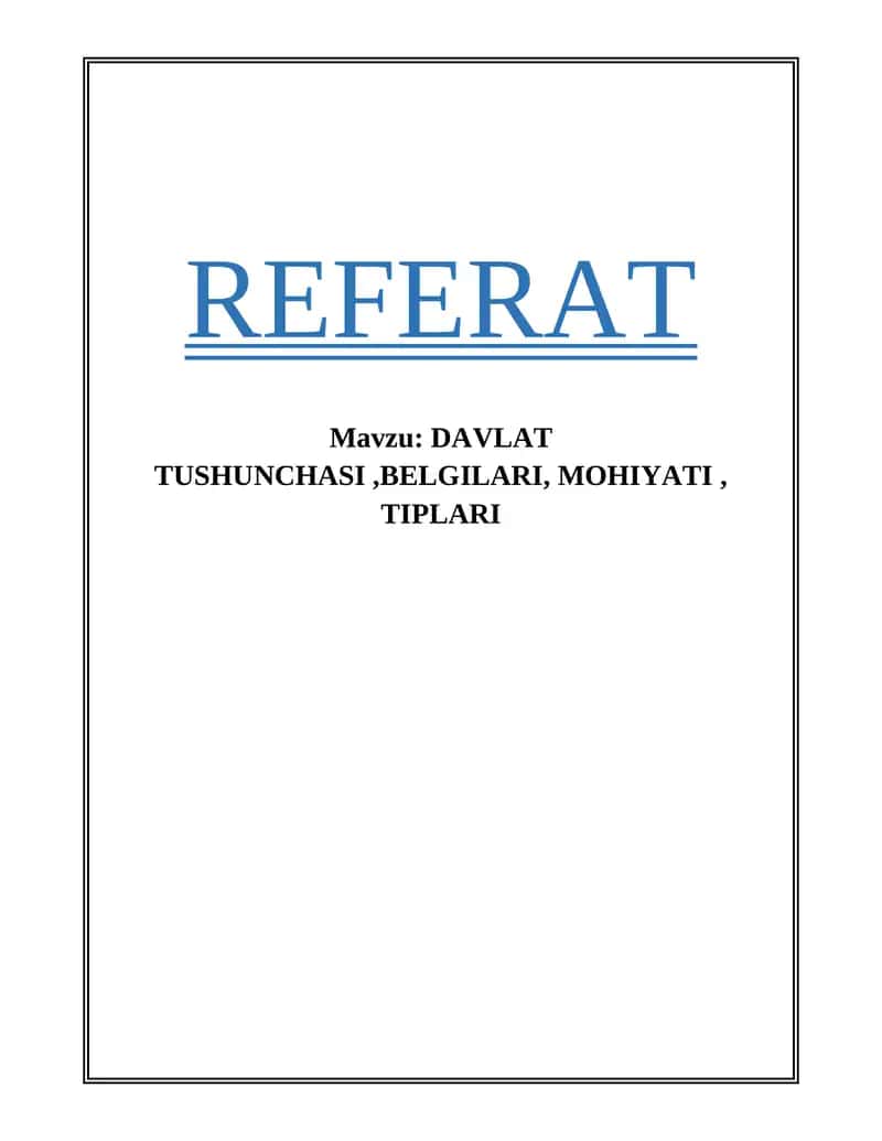 DAVLAT TUSHUNCHASI 1