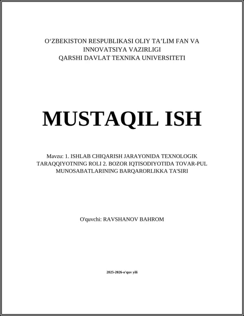 Ishlab chiqarishda avtomatlashtirish va texnologik taraqqiyotning mehnat unumdorligiga ta'siri 1