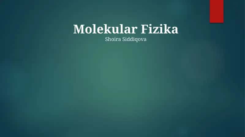Molekular Fizika 1