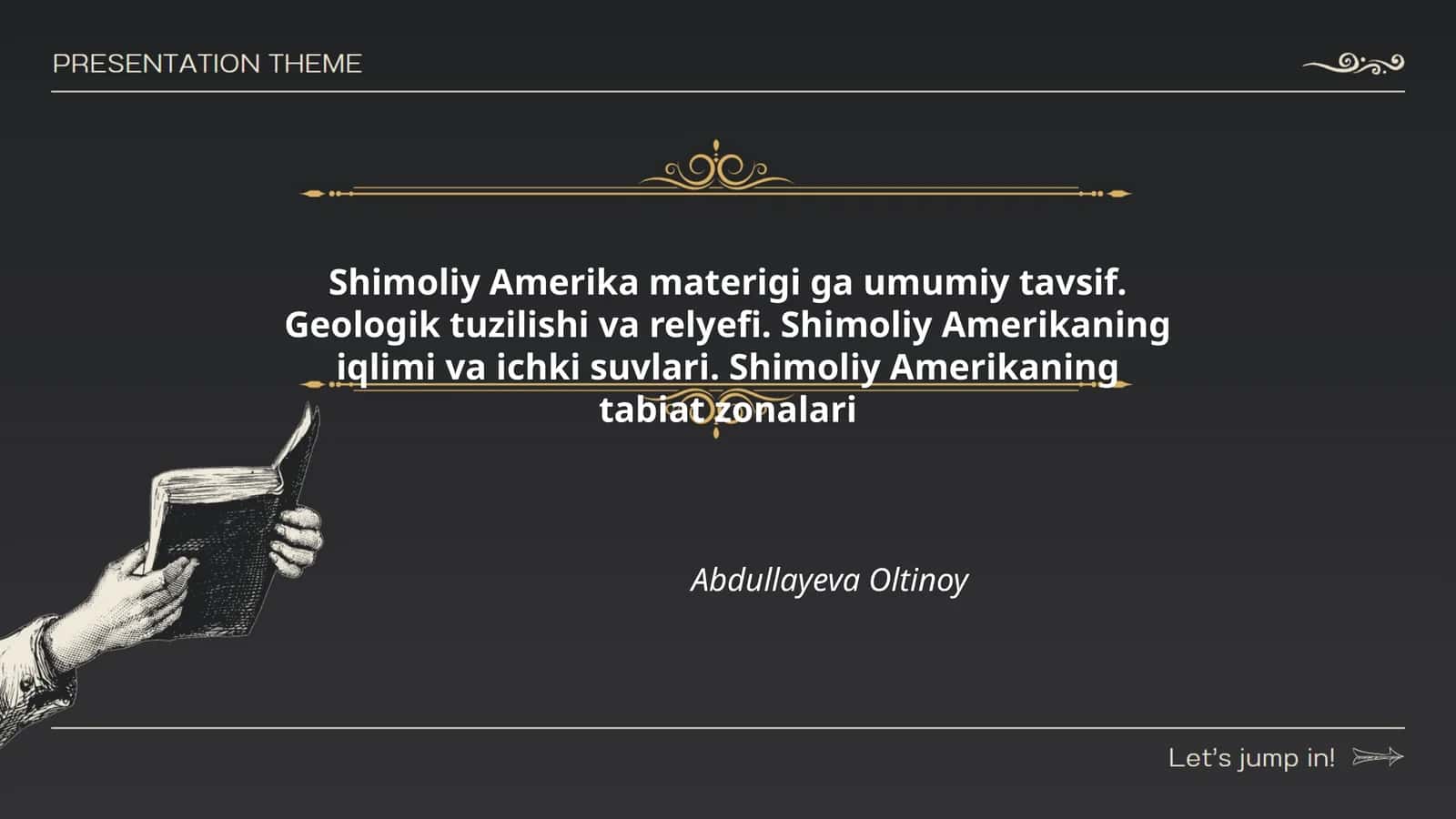 Shimoliy Amerika materigi ga umumiy tavsif. Geologik tuzilishi va relyefi. Shimoliy Amerikaning iqlimi va ichki suvlari. Shimoliy Amerikaning tabiat zonalari Abdullayeva Oltinoy 1