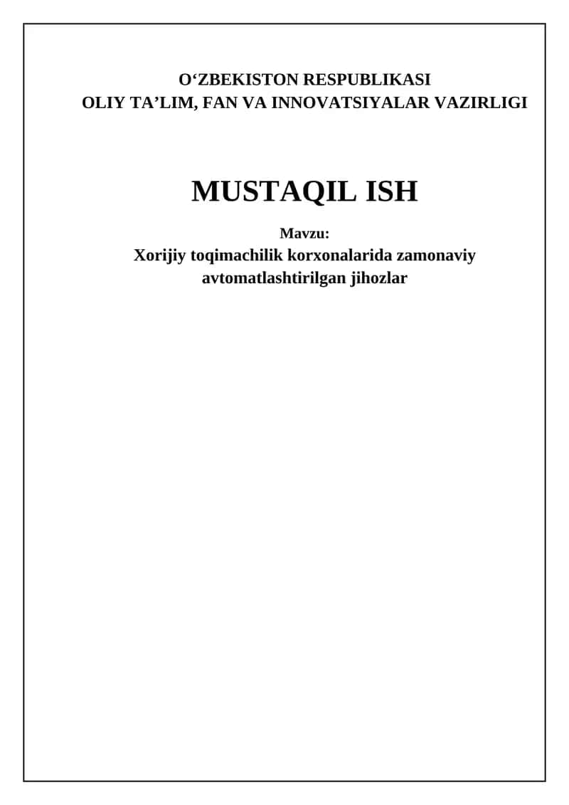 Zamonaviy avtomatlashtirilgan jihozlar 1