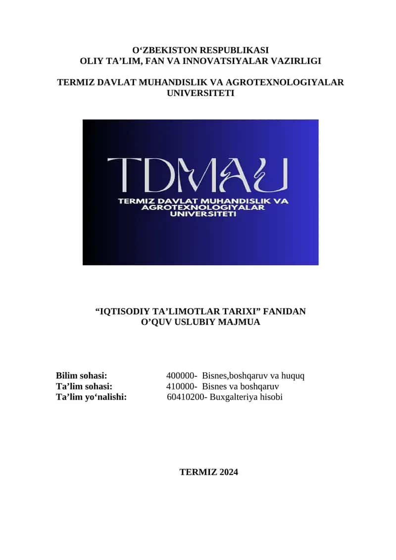 Iqtisodiy ta’limotlar tarixi 1