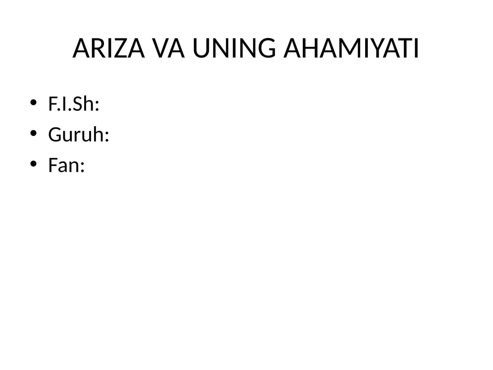 ARIZA VA UNING AHAMIYATI 1