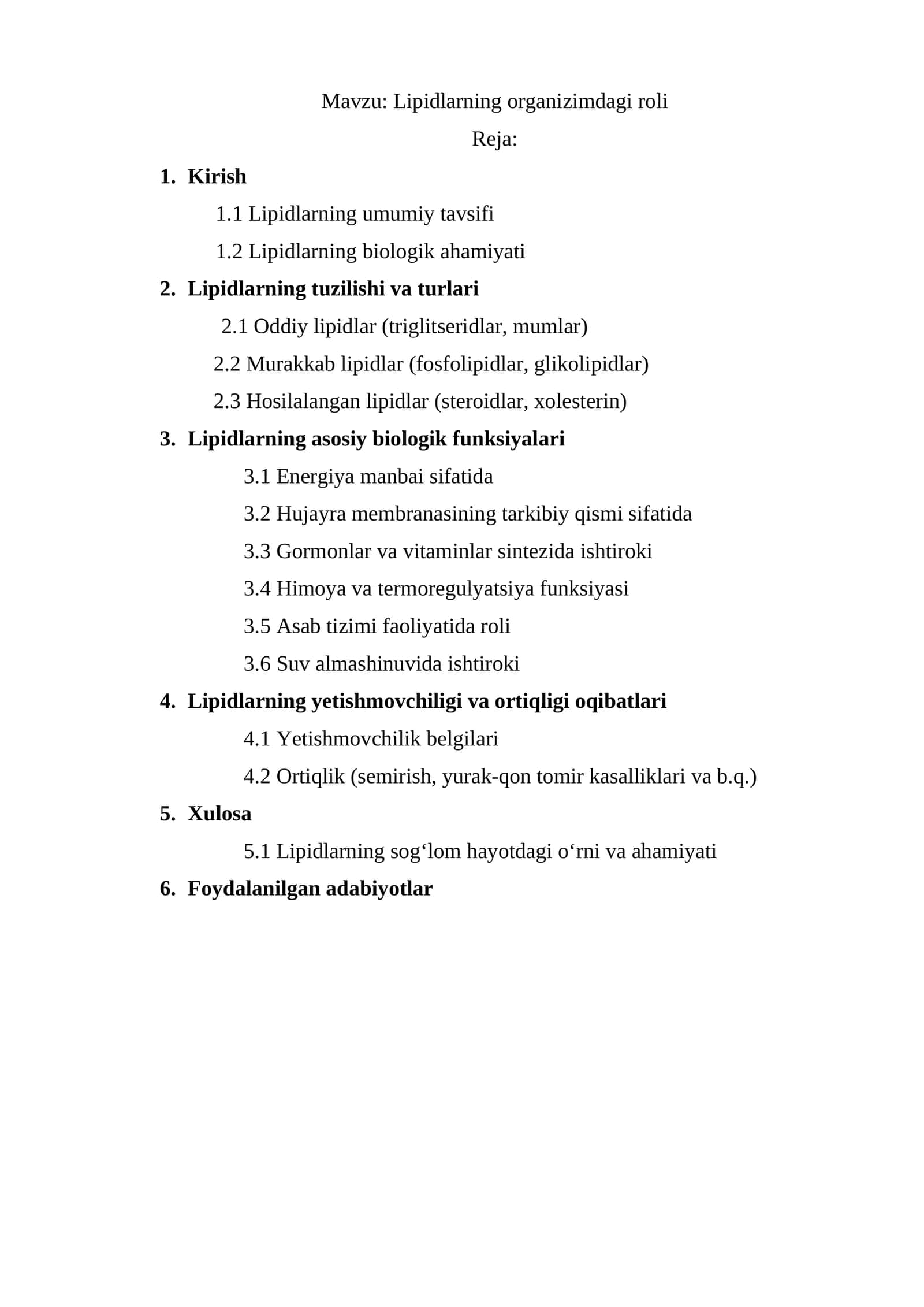 Lipidlarning organizimdagi roli 1