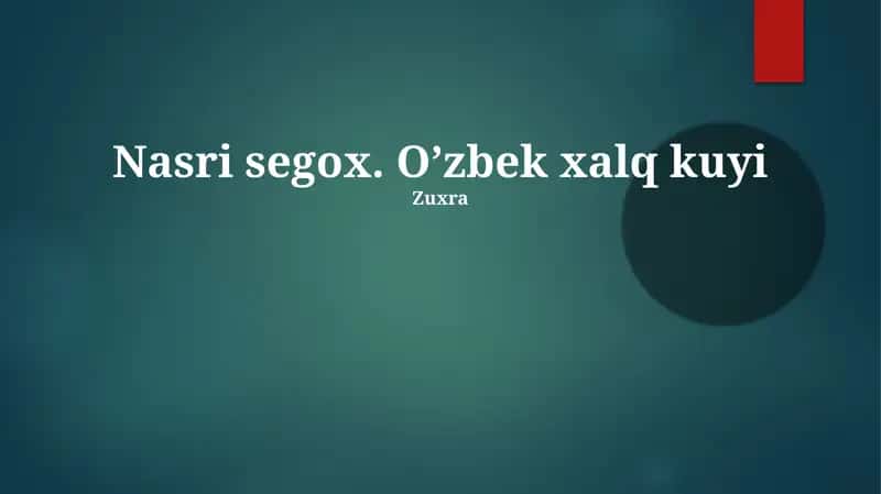 Nasri Segox. O’zbek xalq kuyi 1