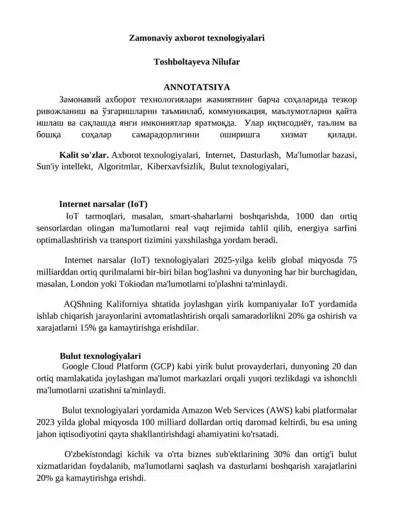 Zamonaviy axborot texnologiyalari