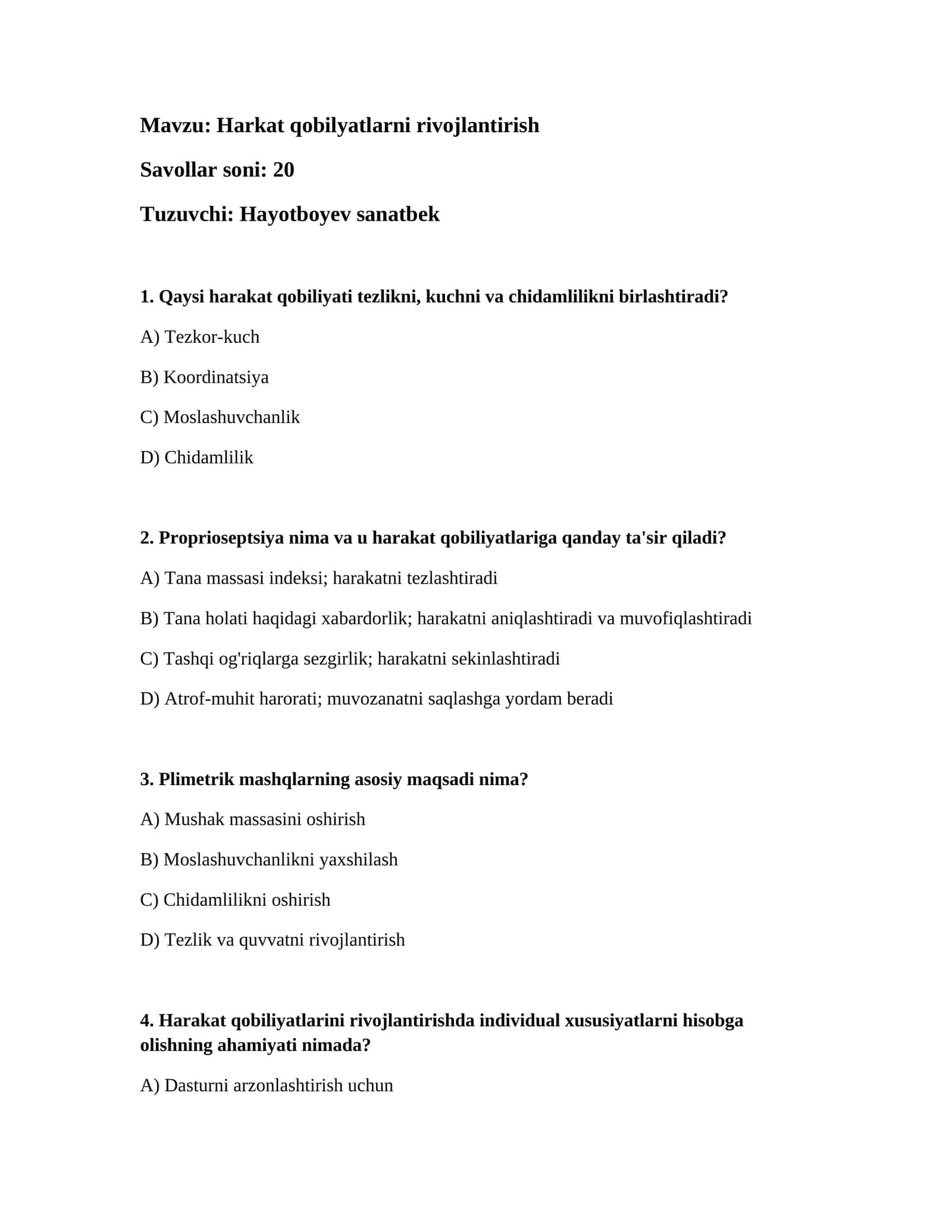 Harkat qobilyatlarni rivojlantirish 1