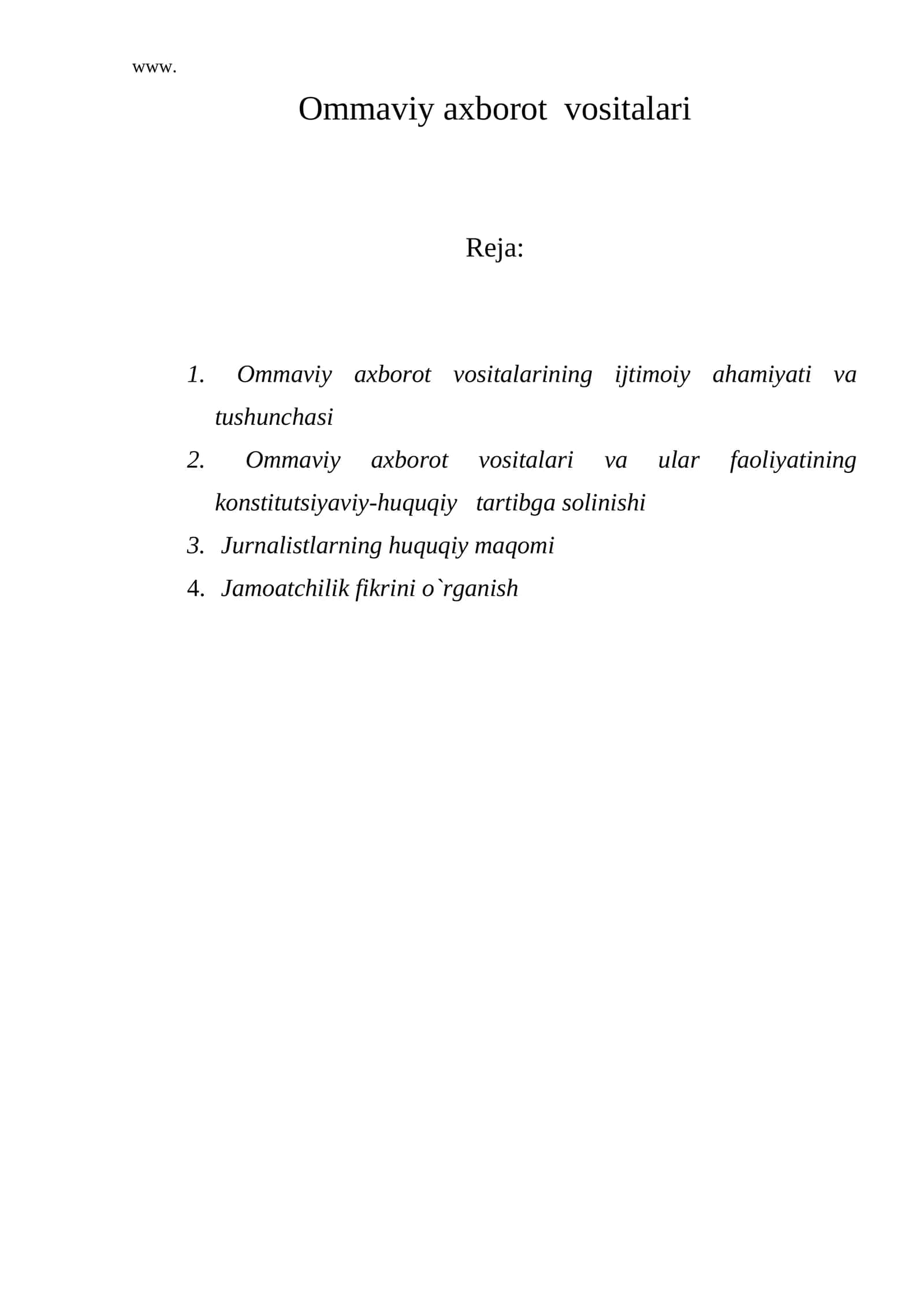 Ommaviy axborot vositalari 1