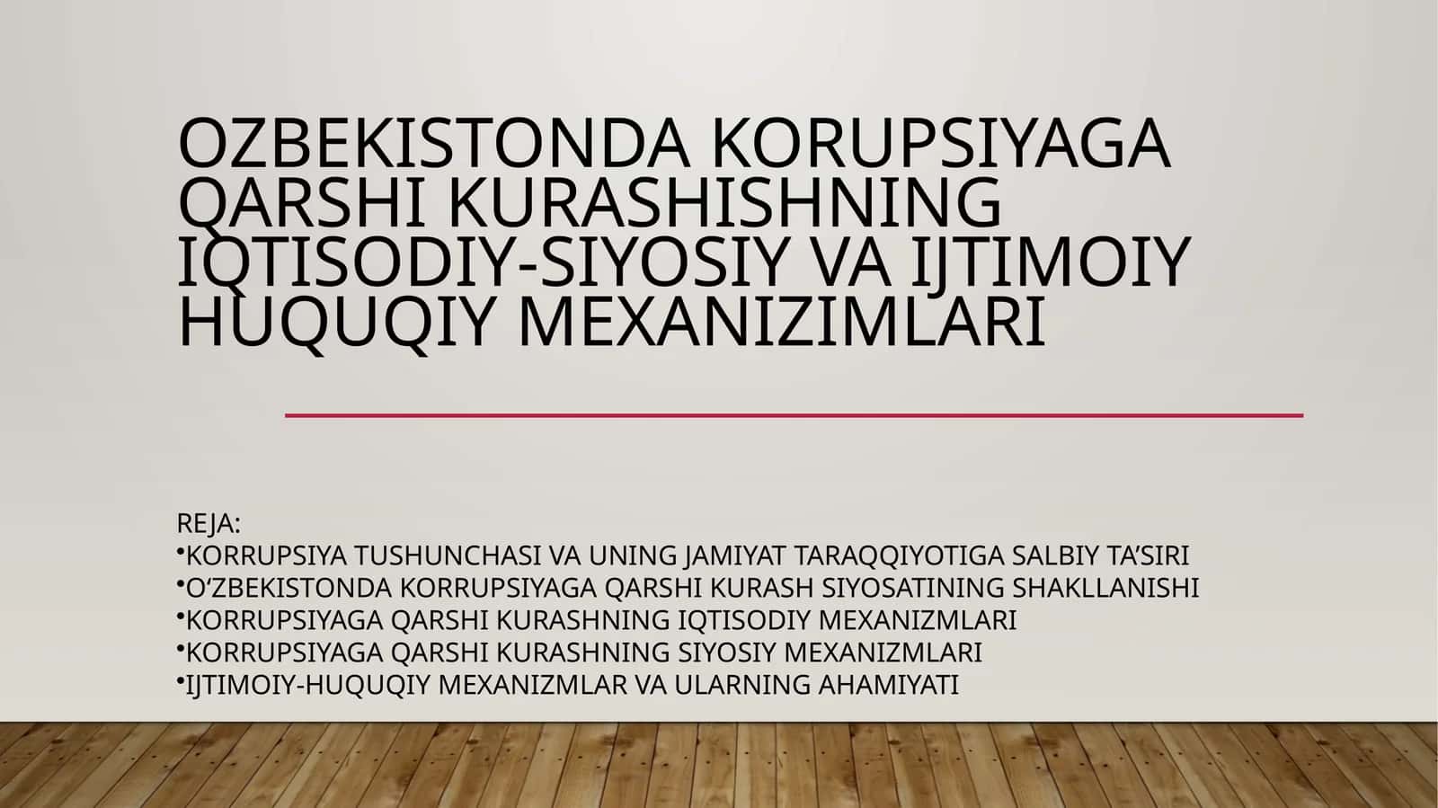 O'zbekistonda korupsiyaga qarshi kurashishning iqtisodiy-siyosiy va ijtimoiy huquqiy mexanizimlari 1