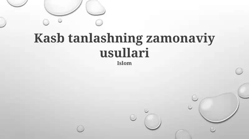 Zamonaviy Kasb Tanlash Usullari 1