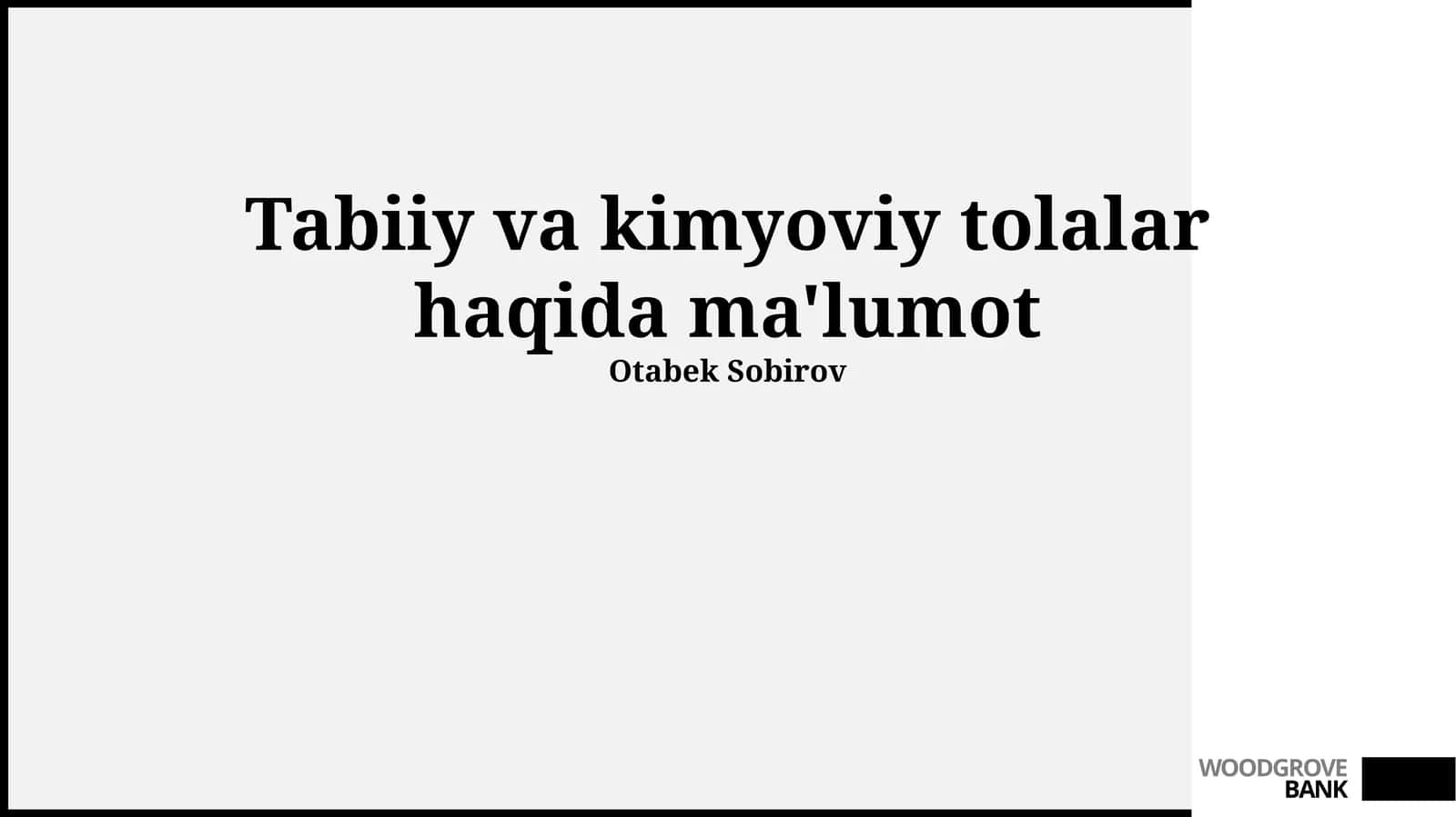 Tabiiy va Kimyoviy Tolalar Haqida Umumiy Ma'lumot 1