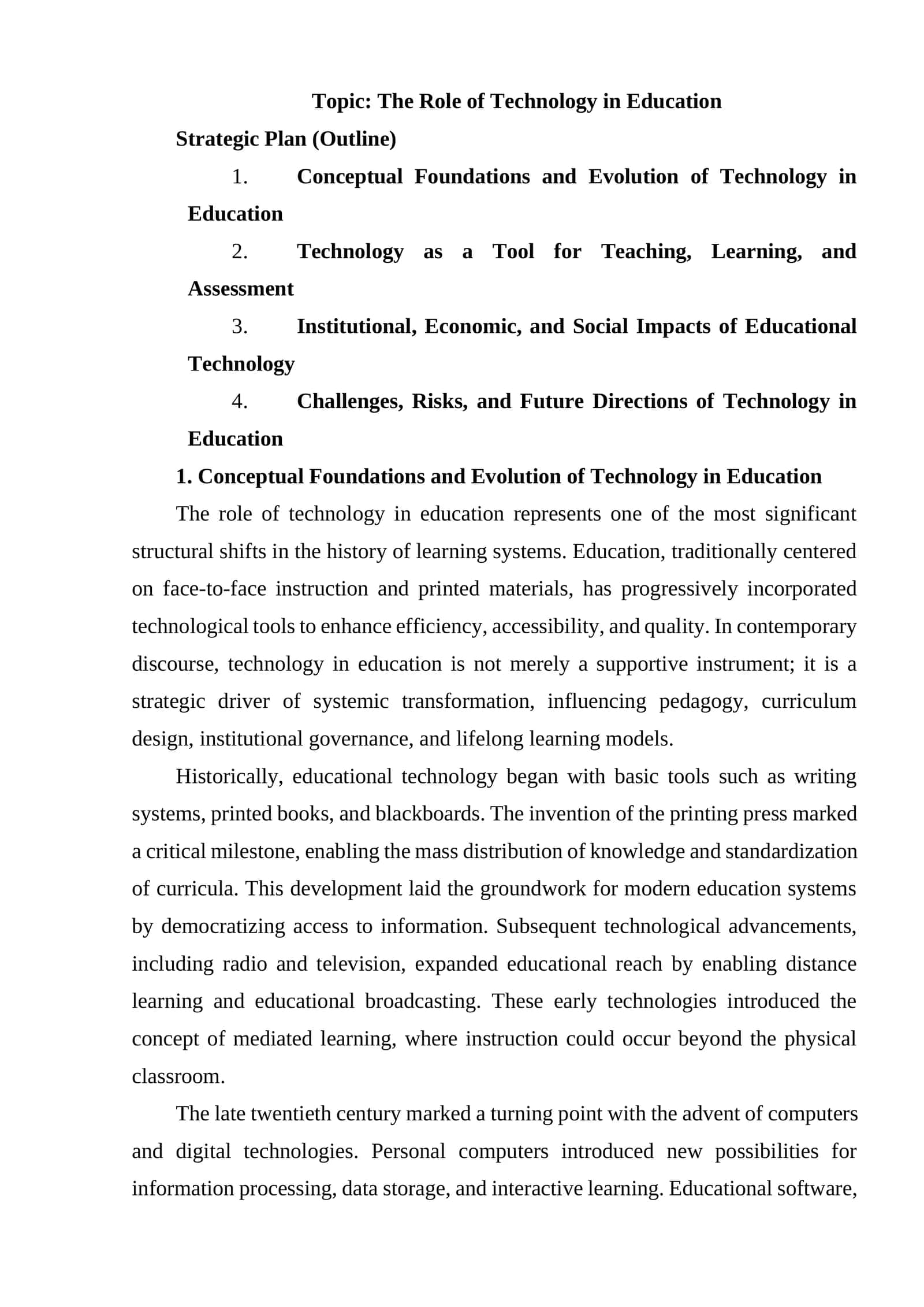 The Role of Technology in Education 1