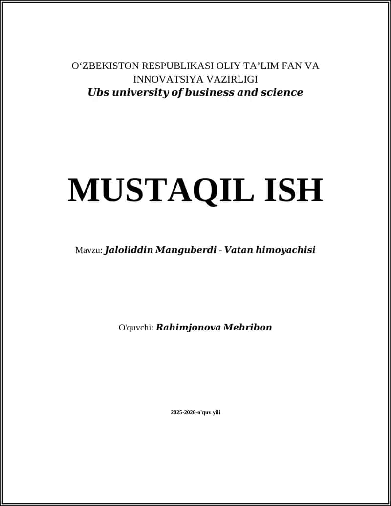 Jaloliddin Manguberdi - Vatan himoyachisi 1