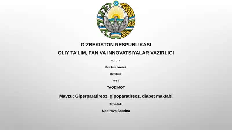 Giperparatireoz, gipoparatireoz, diabet maktabi 1
