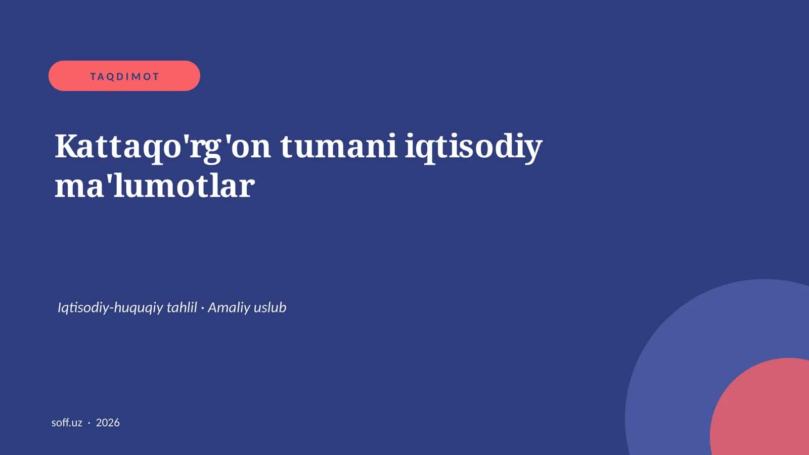 Kattaqo'rg'on tumani iqtisodiy ma'lumotlar 1