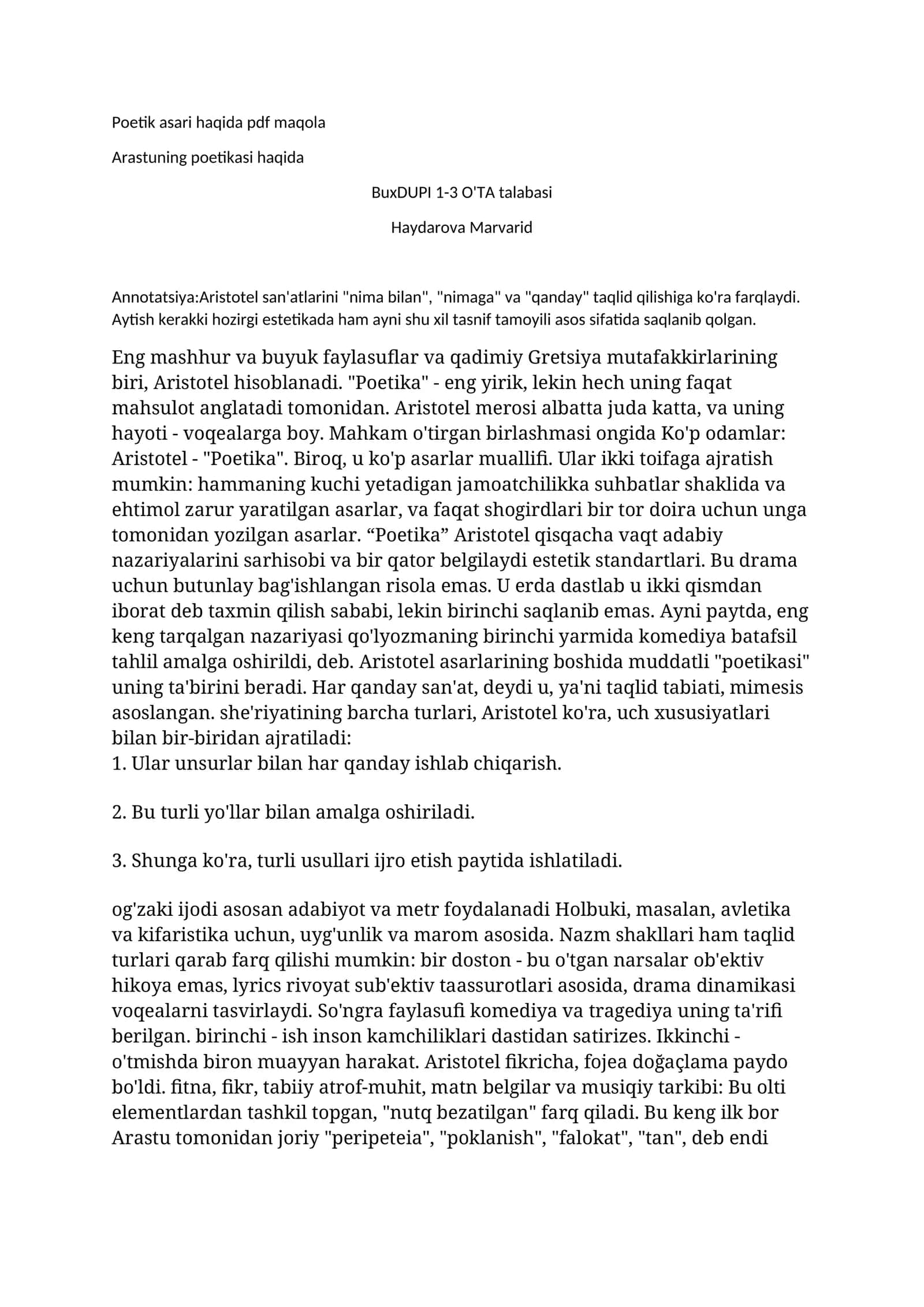 Poetik asari haqida pdf maqola 1