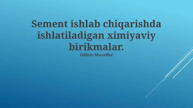 Tsement Ishlab Chiqarishda Qo'llaniladigan Kimyoviy Birikmalar 1