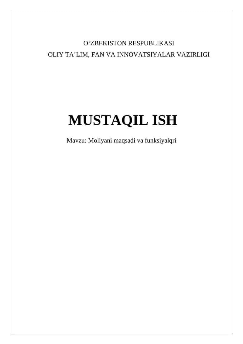 Moliyani maqsadi va funksiyalqri 1