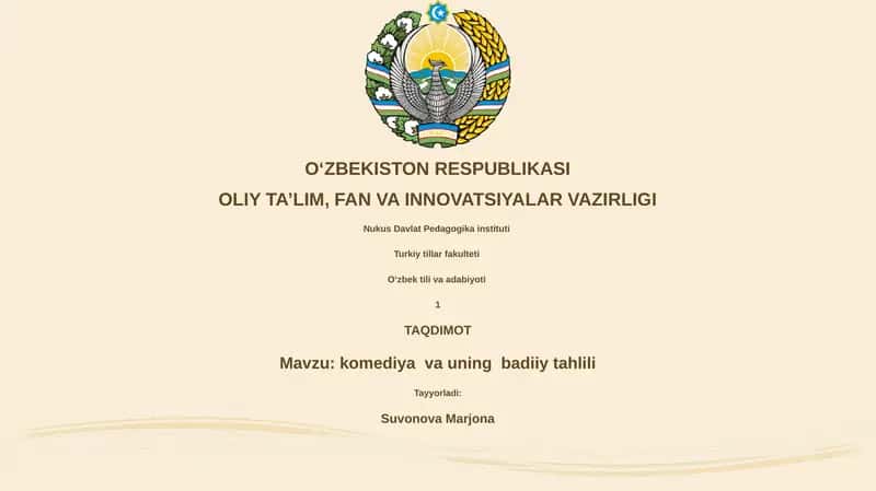 komediya va uning badiiy tahlili 1