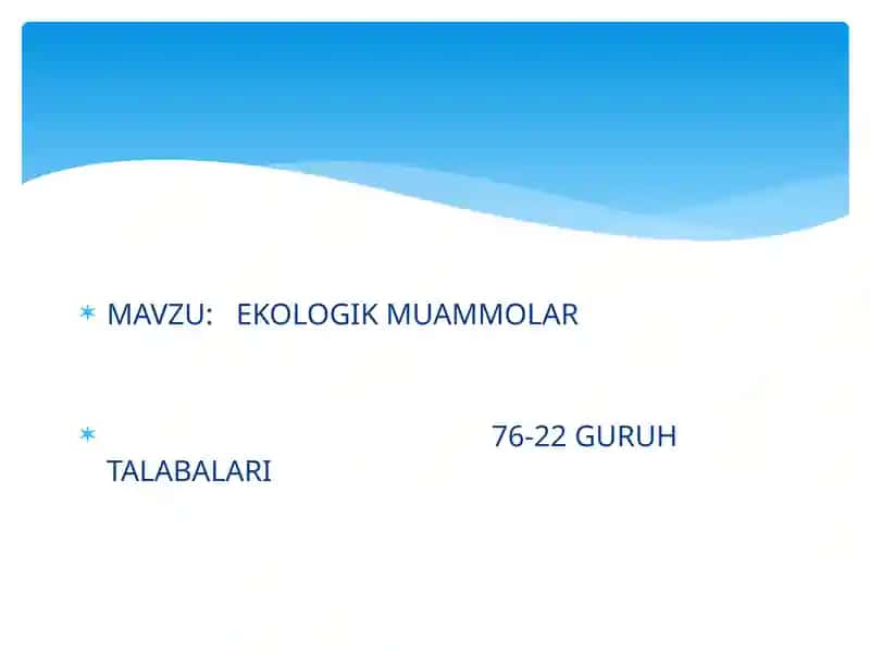 ekologik muammolar