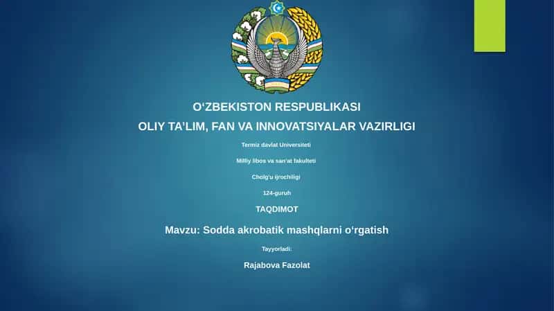 Sodda akrobatik mashqlarni oʻrgatish 1