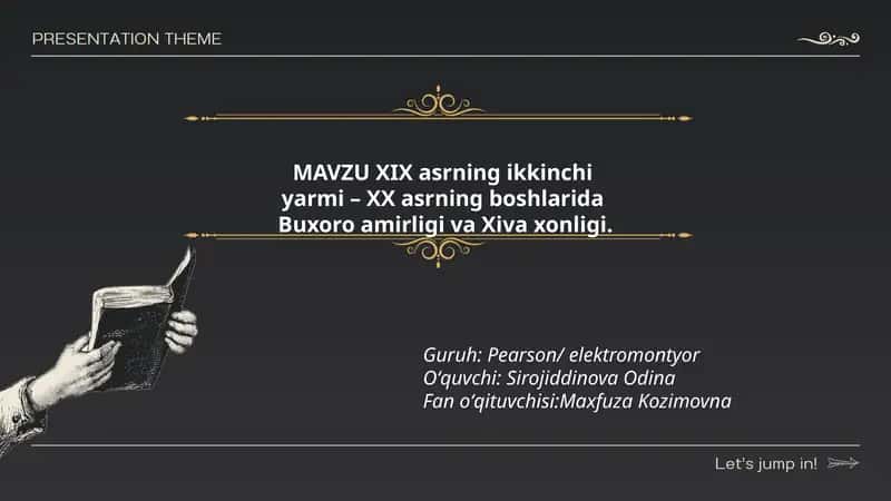 XIX asrning ikkinchi yarmi – XX asrning boshlarida Buxoro amirligi va Xiva xonligi 1