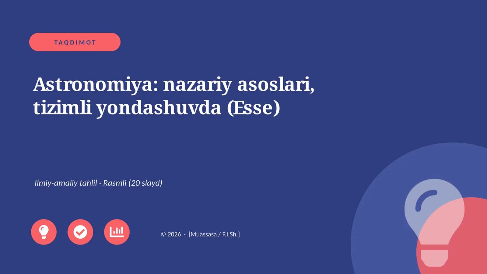 Astronomiya: nazariy asoslari, tizimli yondashuvda (Esse) 1