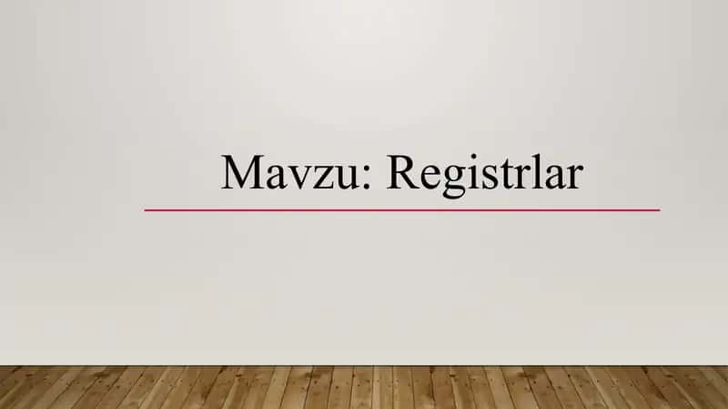 Registrlar 1
