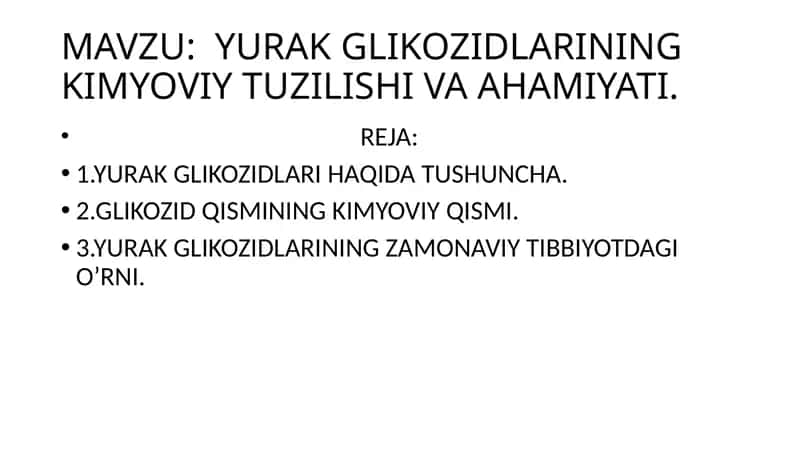 Yurak glikozidlarining kimyoviy tuzilishi va ahmiyati 1