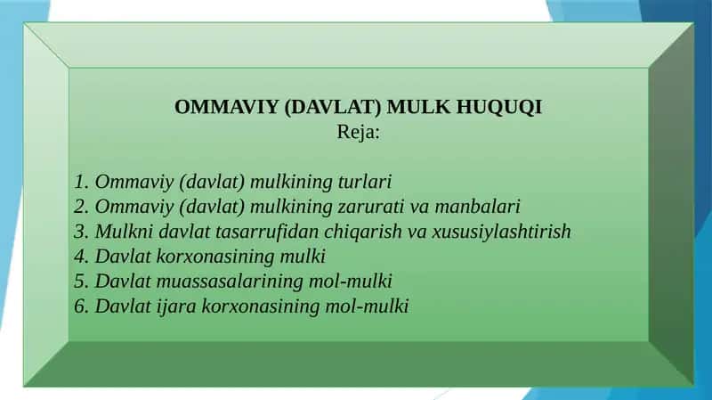 OMMAVIY (DAVLAT) MULK HUQUQI 1