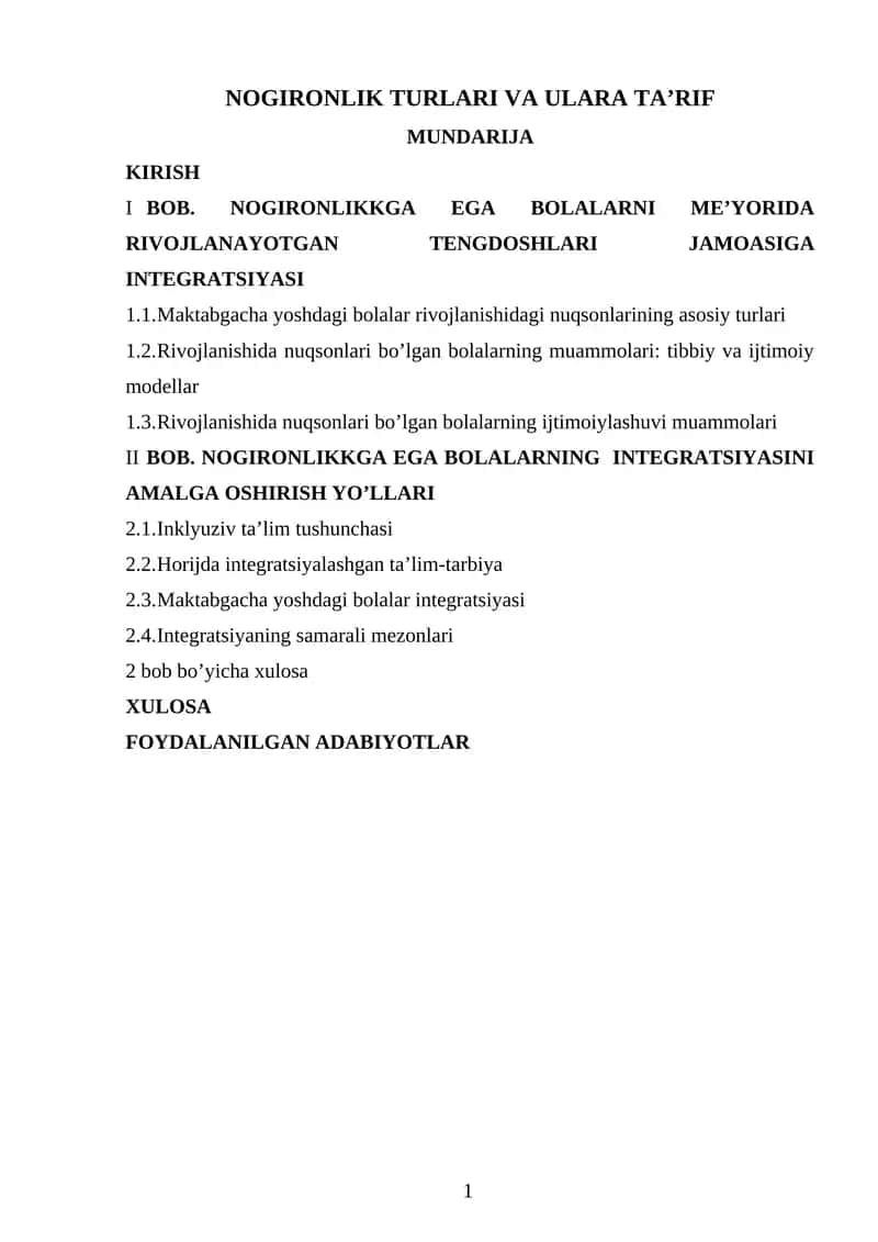 NOGIRONLIK TURLARI VA ULARA TA’RIF 1