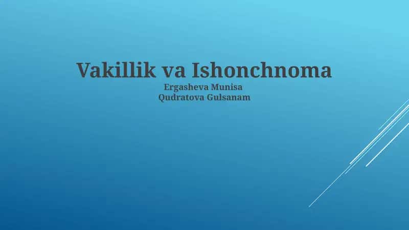Vakillik va Ishonchnoma 1
