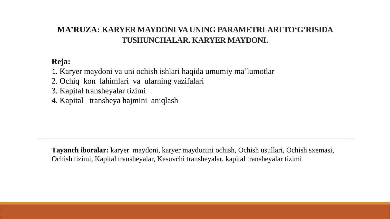 Karyer Maydoni Va Uning Parametrlari To‘g‘risida Tushunchalar 1