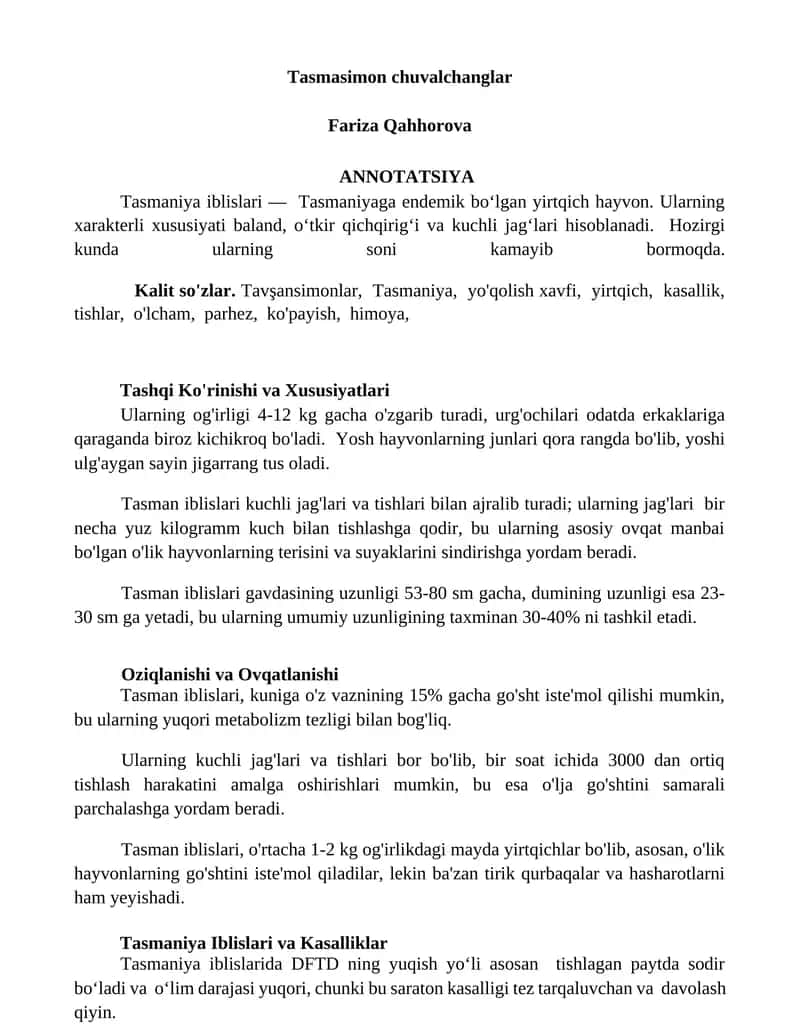 Tasman iblislari (Tasmanian Devils) 1