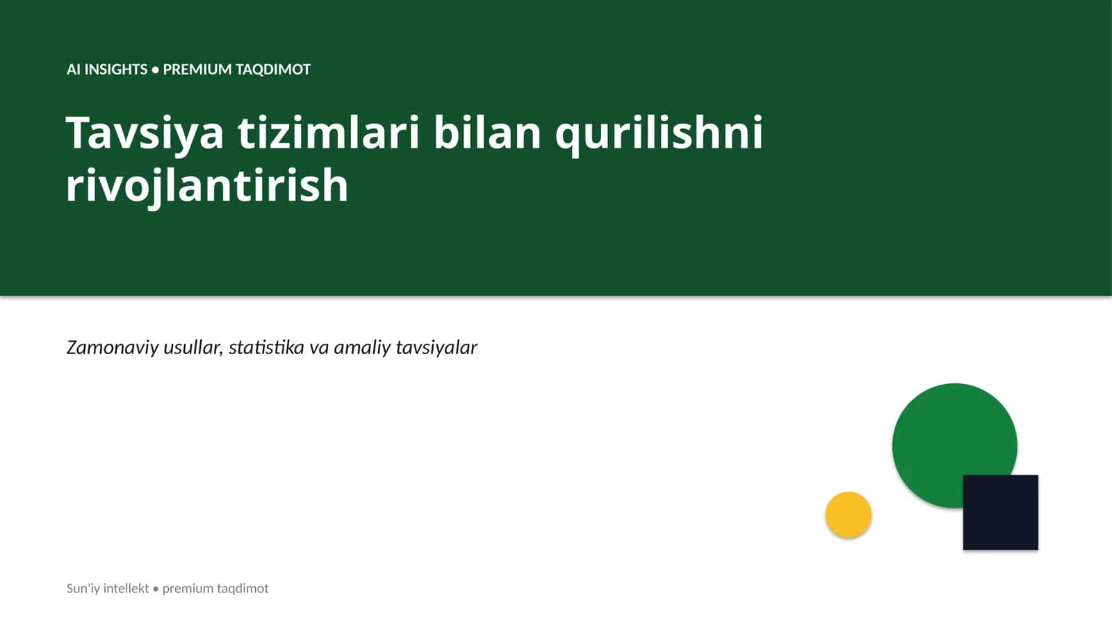 Tavsiya tizimlari bilan qurilishni rivojlantirish 1