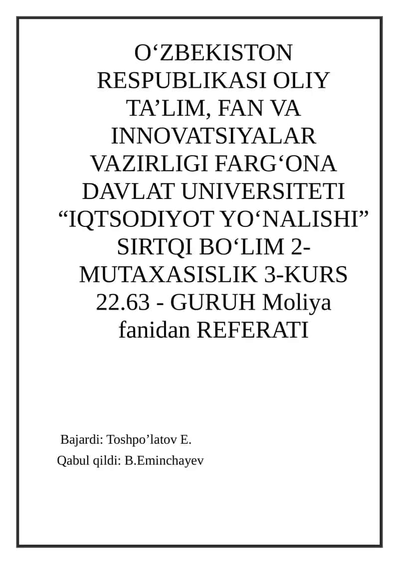Korxonalarning moliyaviy resurslari 1