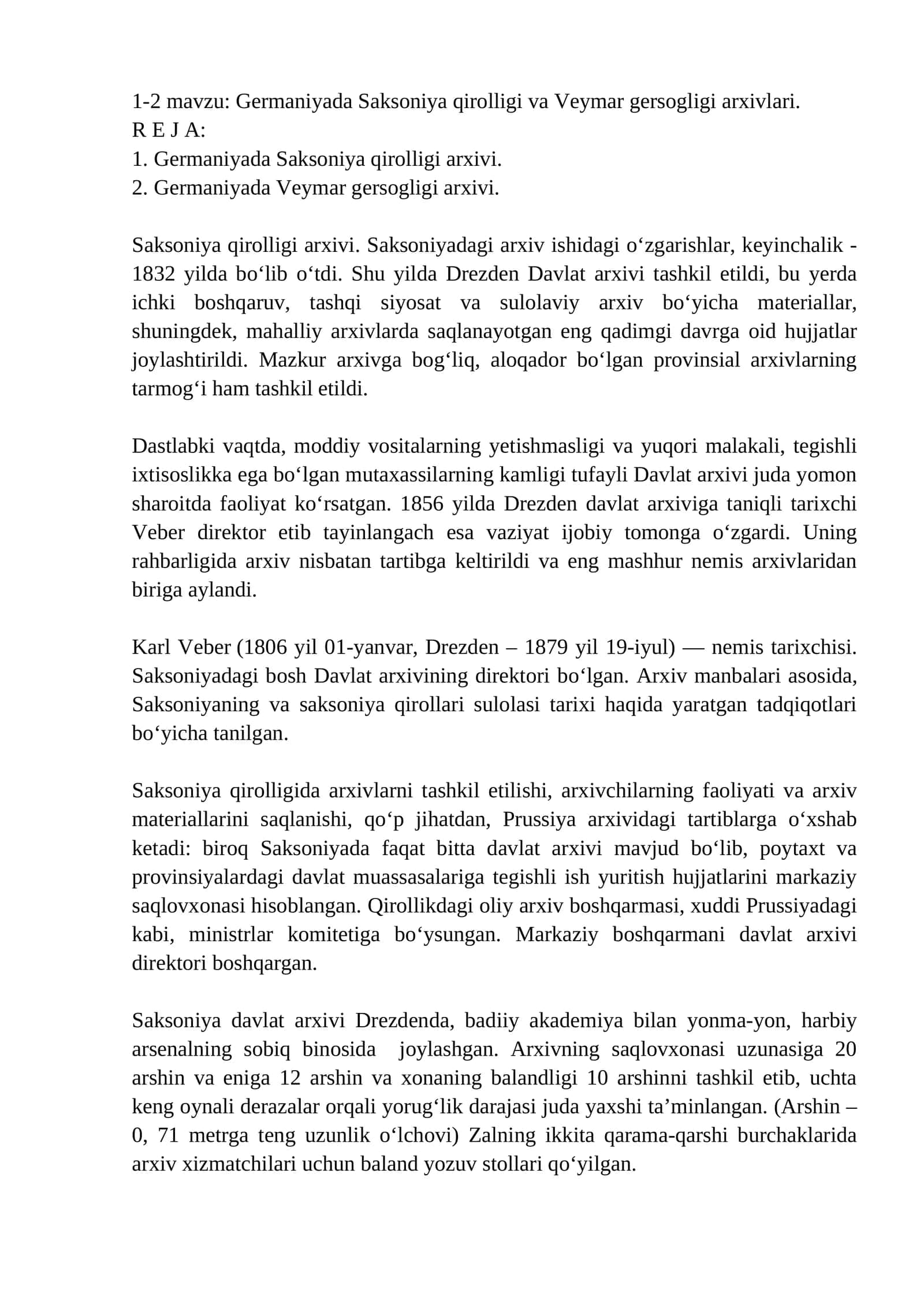 Germaniyada Saksoniya qirolligi va Veymar gersogligi arxivlari 1