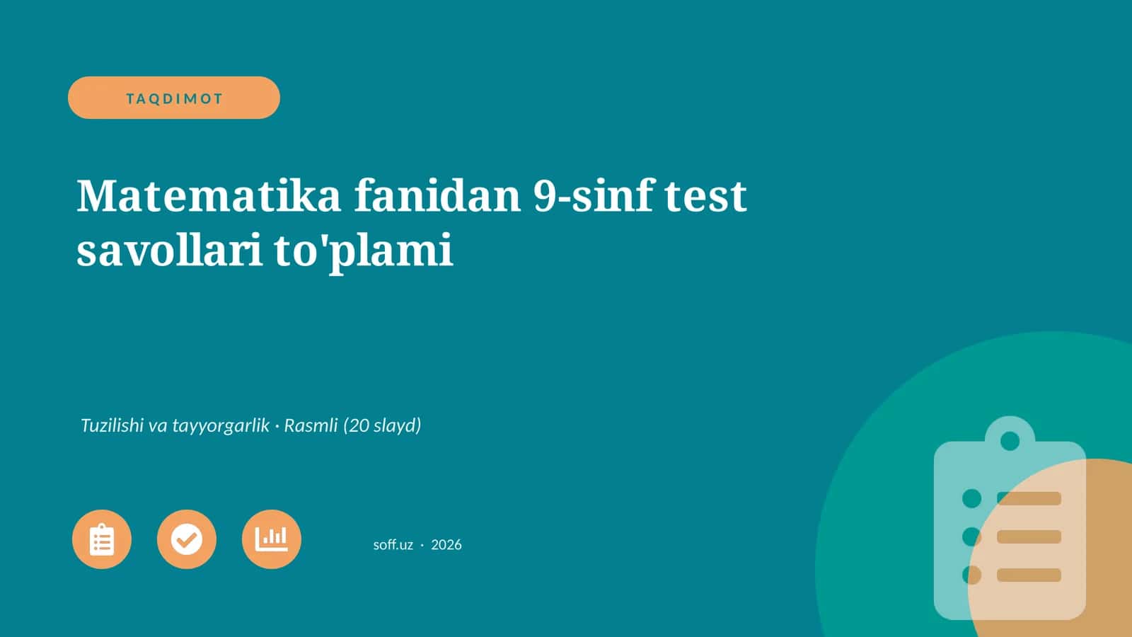 Matematika fanidan 9-sinf test savollari to'plami 1