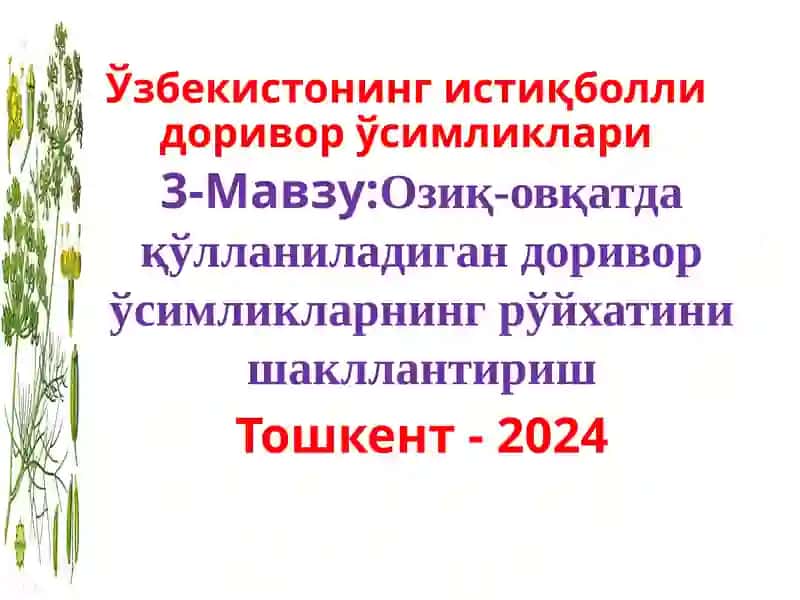 ЎзбекистонингистиқболлидоривориворЎсимликлари